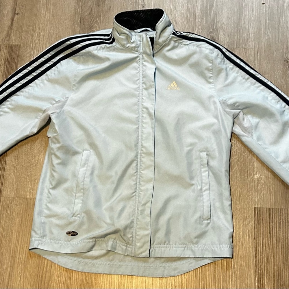 Adidas Climaproof Windbreaker Light Blue Size Small Womens Vintage